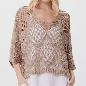 Suzy D London Crochet Knit Batwing Sweater
